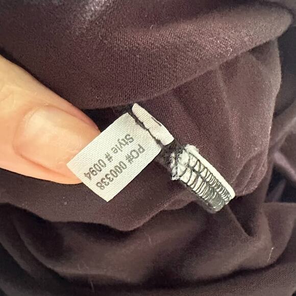 Ruby Ribbon Top Large Black Viscose Stretch Jersey Long Sleeve Ruched Mesh Basic - Picture 9 of 10